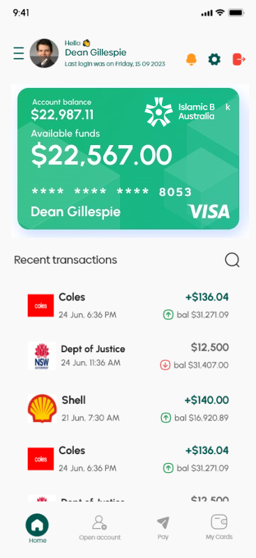 Application landing page